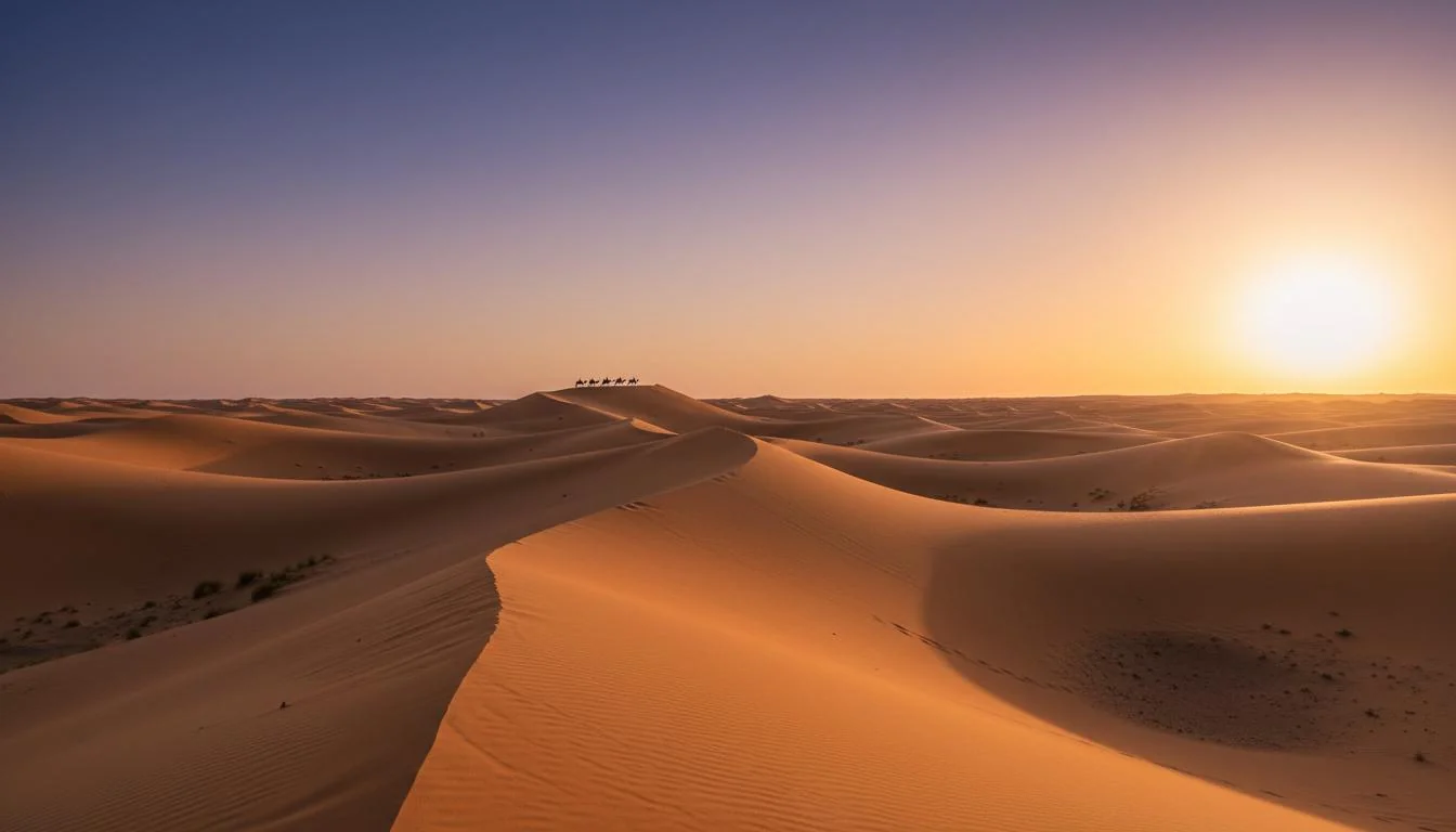 Sahara dunes at sunset